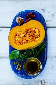 Pumpkin with ingredients Stock Photos