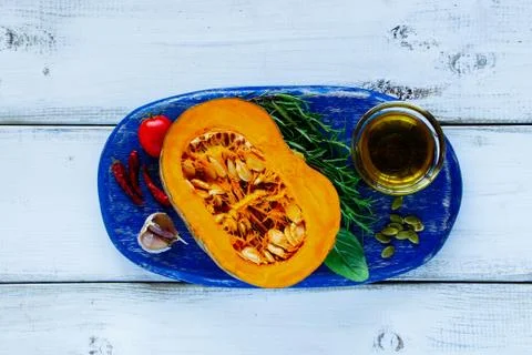 Pumpkin with ingredients Stock Photos