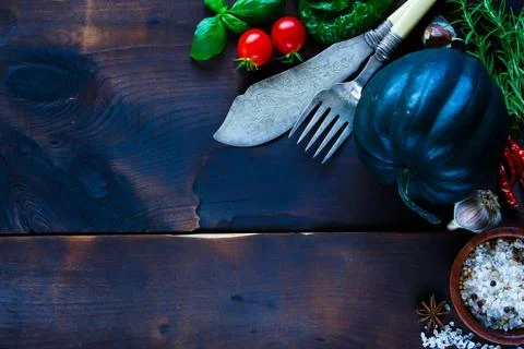 Pumpkin with ingredients Stock Photos