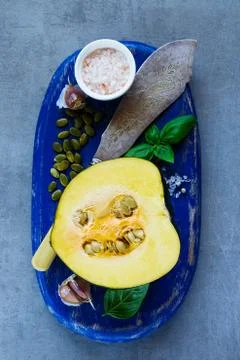 Pumpkin with ingredients Stock Photos