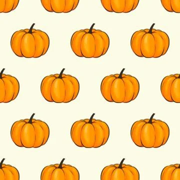 Pumpkin isolated seamless wallpaper pattern wrap cartoon style. Vector Stock Illustration