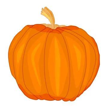 Pumpkin isolated on white background. Orange squash colored icon. Stock Illustration