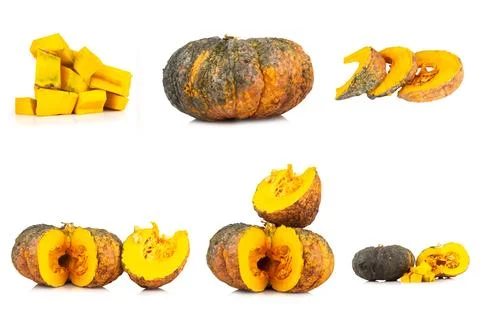 Pumpkin isolated on white background slice cube Stock Photos