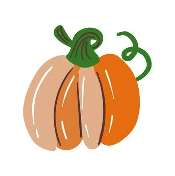 Pumpkin isolated on white. Doodle vector illustration Stock Illustration