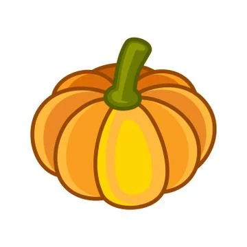 Pumpkin Isolated on White. Flat Design Style. Vector Stock Illustration