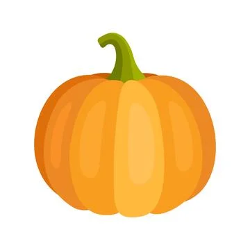 Pumpkin Isolated on White. Flat Design Style. Vector Stock Illustration