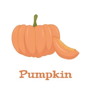 Pumpkin Isolated on White. Flat Design Style. Vector illustration Stock Illustration