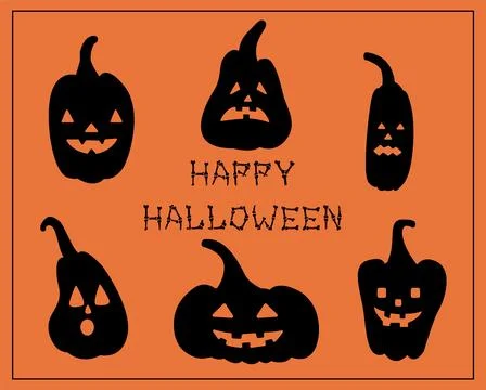 Pumpkin, jack lantern set for Halloween. Vector cute illustration with pumpki Stock Illustration