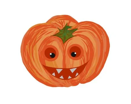 Pumpkin Jack o lantern Ghost Halloween 2D illustration. Stock Illustration