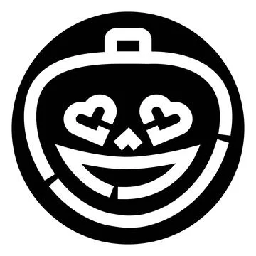 Pumpkin jack o lantern icon with heart eyes Stock Illustration
