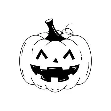 Pumpkin jack o lantern in line art stule Stock Illustration