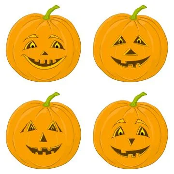 Pumpkin jack o lantern, set Stock Illustration