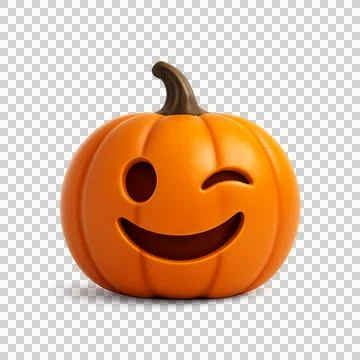 Pumpkin Jack O Lantern Winking On White Stock Illustration