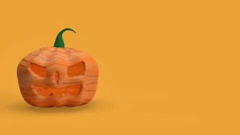 Pumpkin jack o lantern in yellow background 3d rendering. Stock Illustration