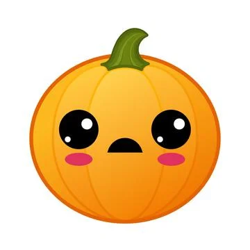 Pumpkin with kawaii sad face Large size of Halloween emoji Ilustración de archivo