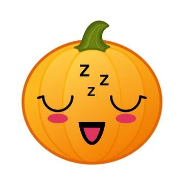 Pumpkin with kawaii sleeping face Large size of Halloween emoji Ilustración de archivo