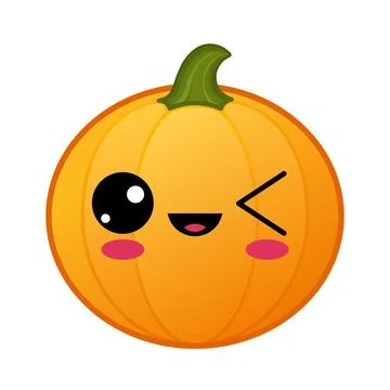 Pumpkin with kawaii winking face Large size of Halloween emoji Ilustración de archivo