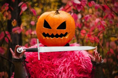 Pumpkin knight Stock Photos