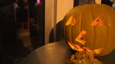 Pumpkin lamp Stock Footage 107778565
