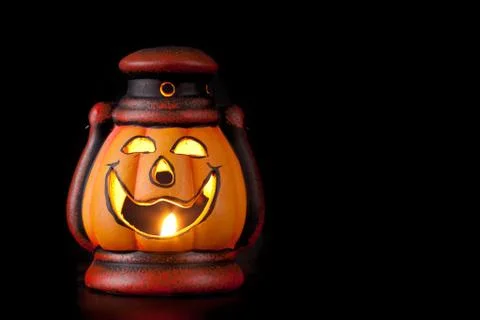 Pumpkin lantern with candle Stock Photos