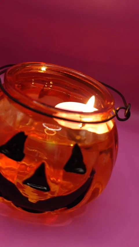 Pumpkin lantern close-up in the dark Stock Footage 319789246