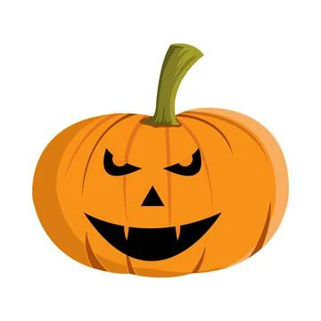 Pumpkin lantern design with sharp teeth on a white background for Halloween.  Stock Illustration