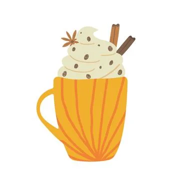 Pumpkin Latte cup flat icon isolated on white background. Vector illustrati.. Illustrazione stock