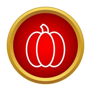 Pumpkin line icon on red button design element Stock Illustration