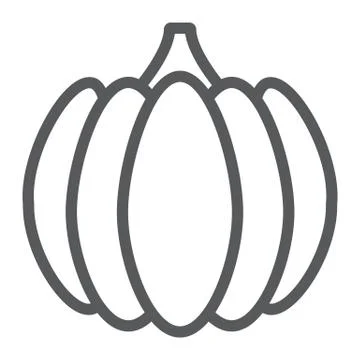 Pumpkin line icon, vegetable and farm, gourd sign, vector graphics, a linear Stock Illustration