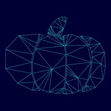 Pumpkin low poly triangulation triangulated polygonal electric cyan blue vibr Stock Illustration