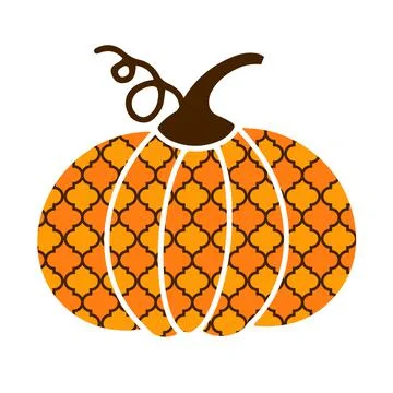 Pumpkin made of arabesque tile pattern.  Cute autumn decorations. Vector temp Stock Illustration