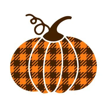 Pumpkin made of buffalo plaid pattern.  Cute autumn decorations. Vector templ Stock Illustration