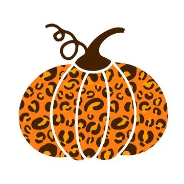 Pumpkin made of leopard pattern. Cute autumn decorations. Vector template for 스톡 일러스트