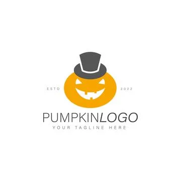 Pumpkin with magic hat logo design illustration icon Stock Illustration
