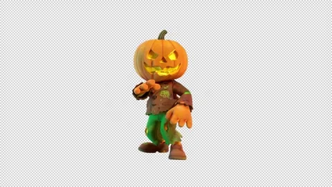 Pumpkin Man Monster Twist Dance Stock Footage 318242283