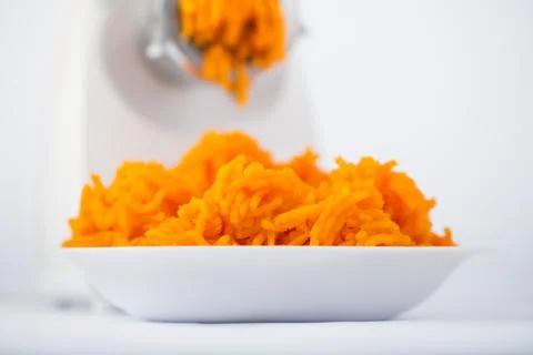 Pumpkin miced with an electrical grinder Foto stock