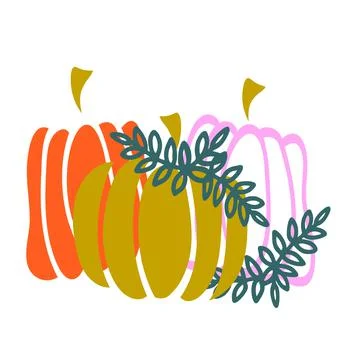 Pumpkin modern decor for autumn.Vector black silhouette. Stock Illustration