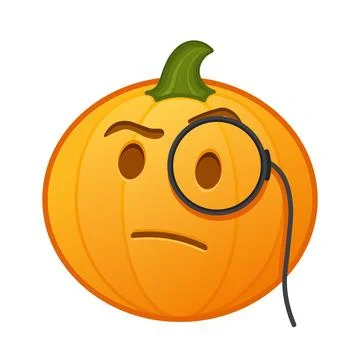 Pumpkin with monocle on face Large size of Halloween emoji Ilustración de archivo