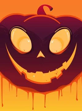 Pumpkin monster face poster. Stock Illustration