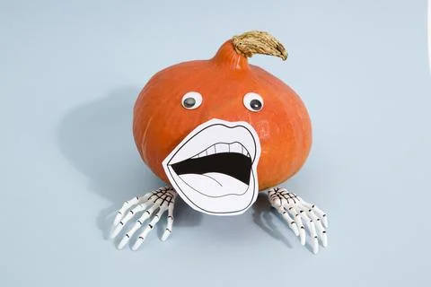 Pumpkin mouth skeleton Stock Photos
