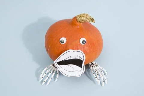 Pumpkin mouth skeleton Stock Photos