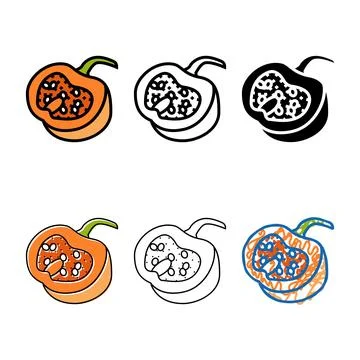 Pumpkin multipack cut piece color icon vector Stock Illustration