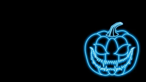 Pumpkin neon animation with space text area Stock Footage 246063371