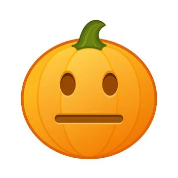Pumpkin with neutral facial expression Large size of Halloween emoji イラスト素材