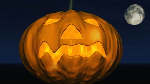 Pumpkin at night with moon 스톡 동영상 42112654