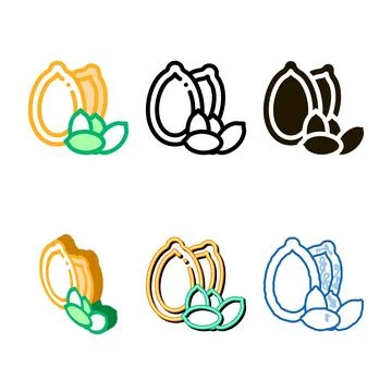 Pumpkin nut multistyle icon vector outline Stock Illustration