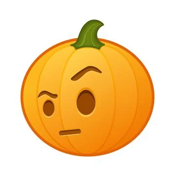 Pumpkin with one eyebrow raised face Large size of Halloween emoji Ilustración de archivo