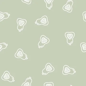 Pumpkin orange line vector seamless pattern Stock Illustration