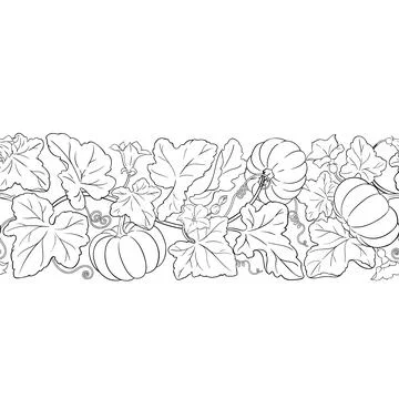 Pumpkin Outline Horizontal Seamless Pattern. Stock-Illustration