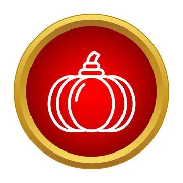 Pumpkin outline icon on a red button background Stock Illustration